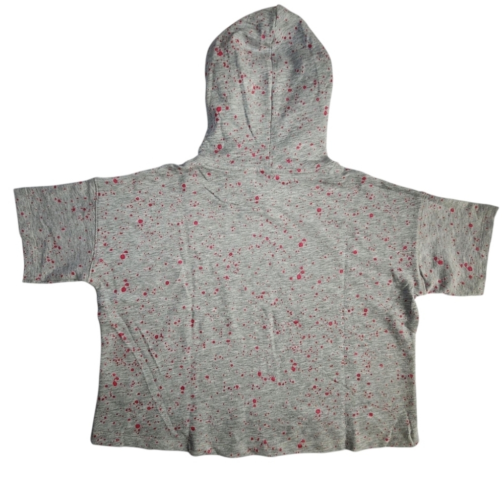 NWT Girls Crop Tops -Hoodie Gray Pink Speckled Size L Oversized Coupe Collection - Picture 5 of 9